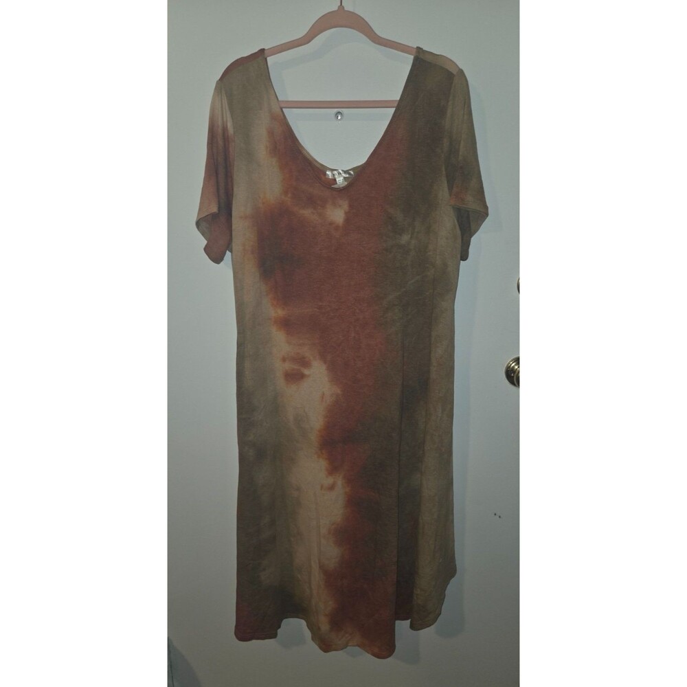 Emerald Womens Sz 3XL Earth Tone Tunic Shirt Dress Boho Desert Southwestern